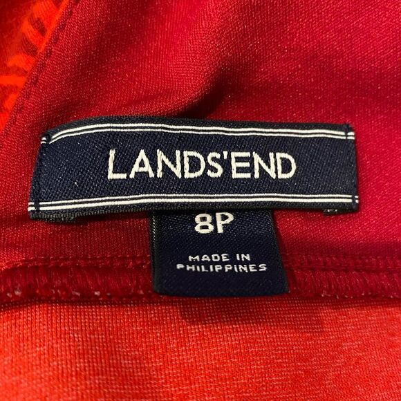 Lands' End Red Floral Sleeveless Dress Size 8P - Picture 6 of 8